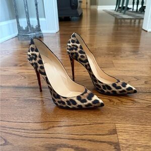 Christian Louboutin Satin Leopard Print So Kate Pumps 40 (EUC)